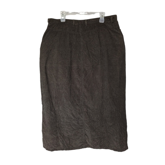 18 - Eddie Bauer • Dark Brown Corduroy Maxi Skirt with Front Slit & Pockets -Y2K - Picture 4 of 6